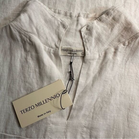 Terzo Millennio Sand Linen Made in Italy Shift Dress - Picture 2 of 9